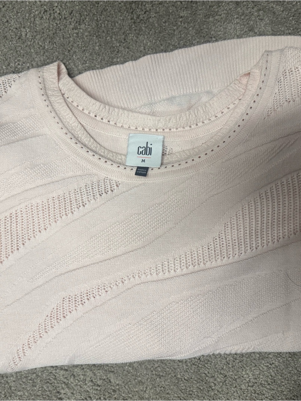 CAbi Blush Openwork Knit Pullover